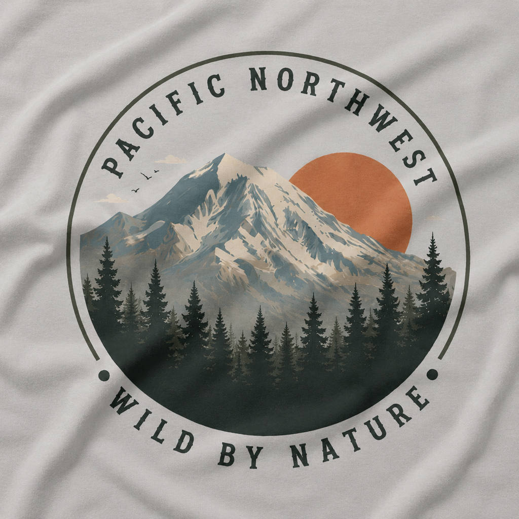 Pacific Northwest Mountain T‑Shirt — “Wild by Nature” Tee