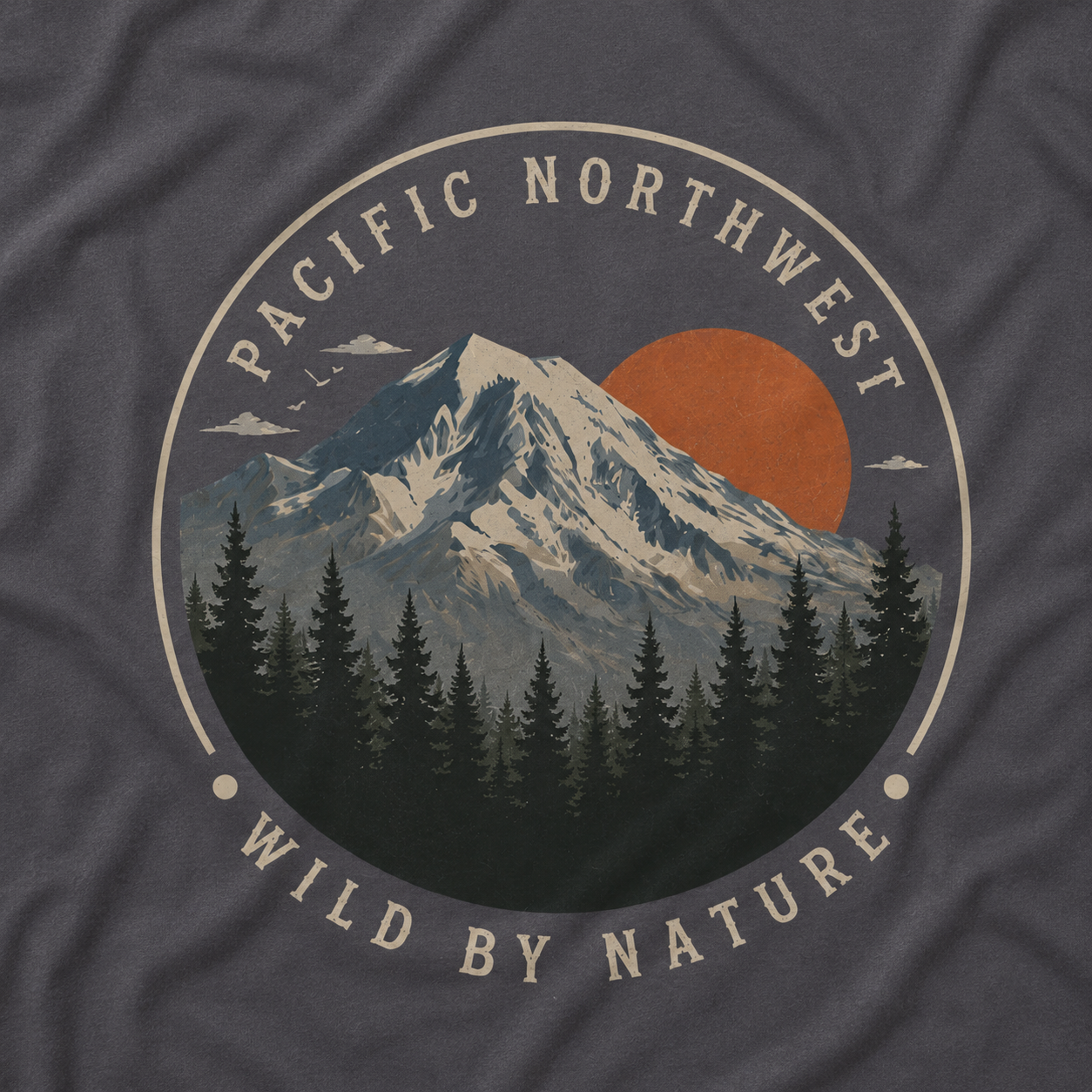 Pacific Northwest Mountain T‑Shirt — “Wild by Nature” Tee