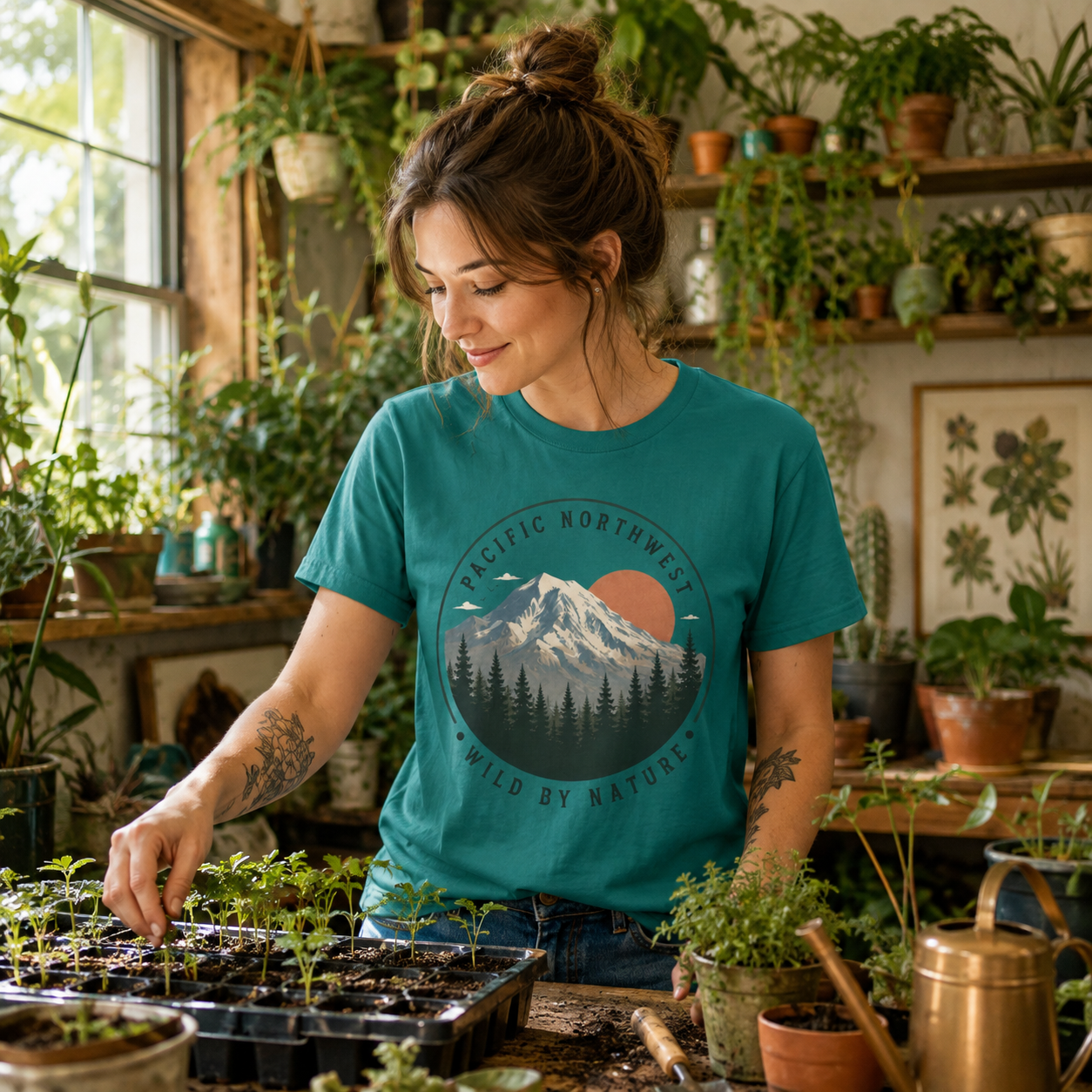 Pacific Northwest Mountain T‑Shirt — “Wild by Nature” Tee