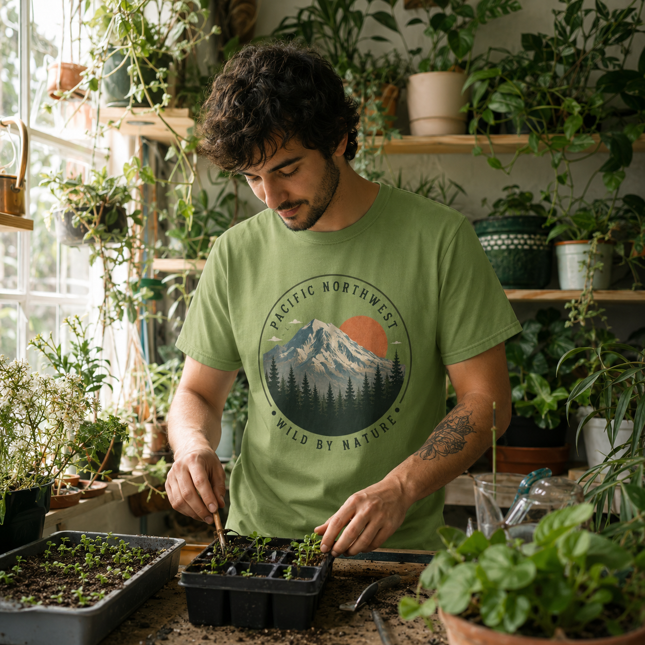 Pacific Northwest Mountain T‑Shirt — “Wild by Nature” Tee