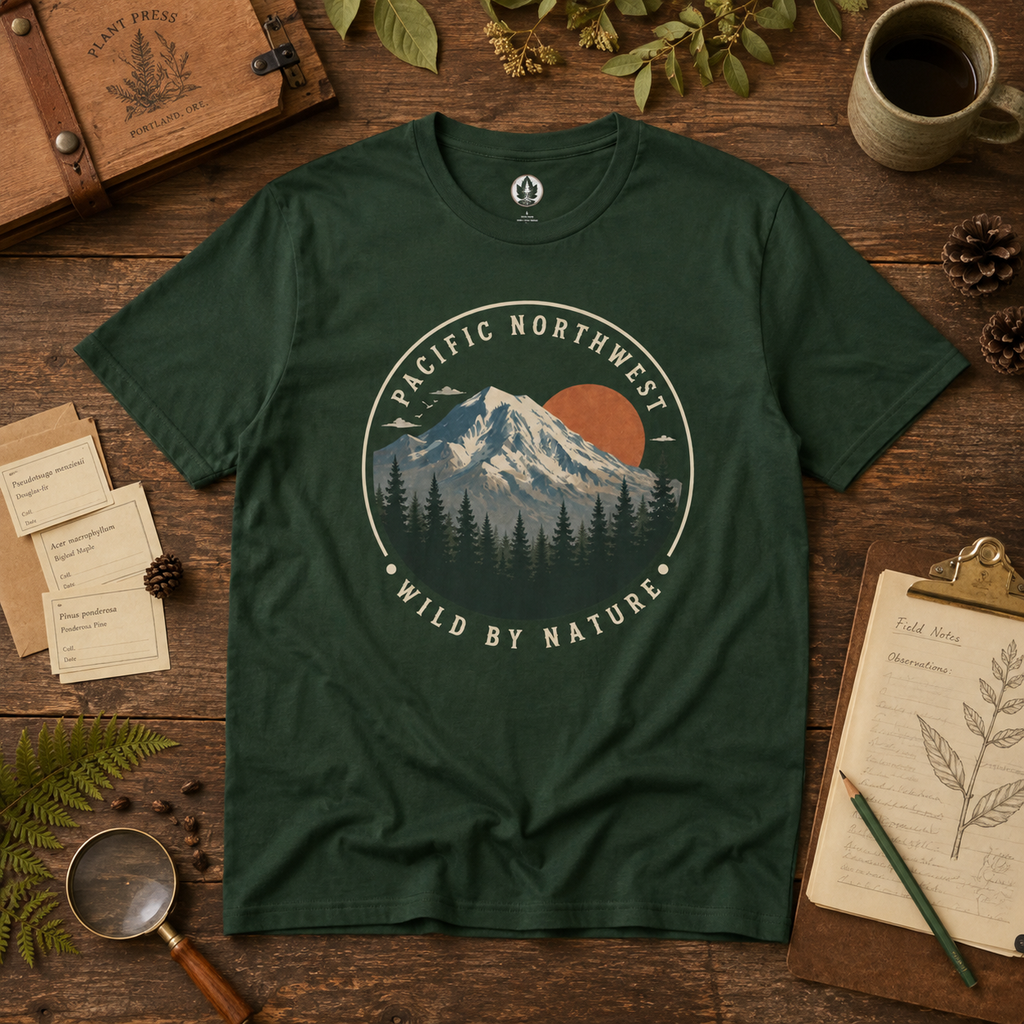 Pacific Northwest Mountain T‑Shirt — “Wild by Nature” Tee