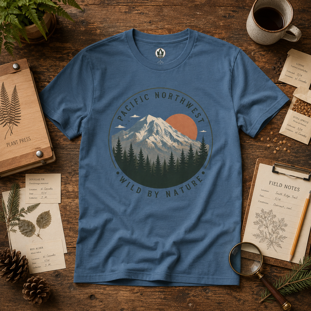 Pacific Northwest Mountain T‑Shirt — “Wild by Nature” Tee