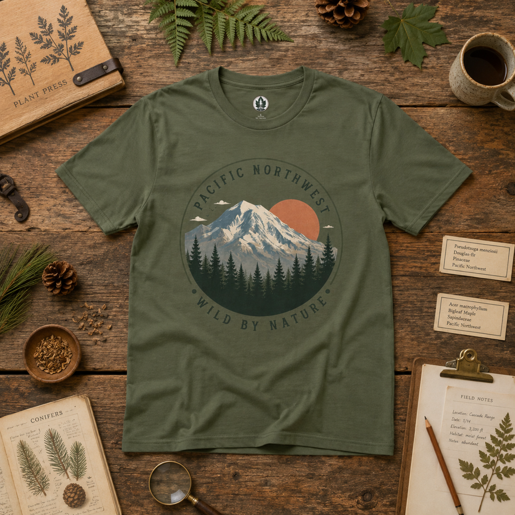 Pacific Northwest Mountain T‑Shirt — “Wild by Nature” Tee