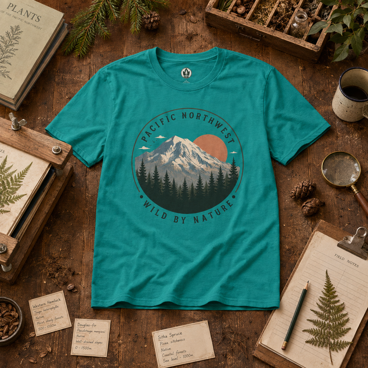 Pacific Northwest Mountain T‑Shirt — “Wild by Nature” Tee