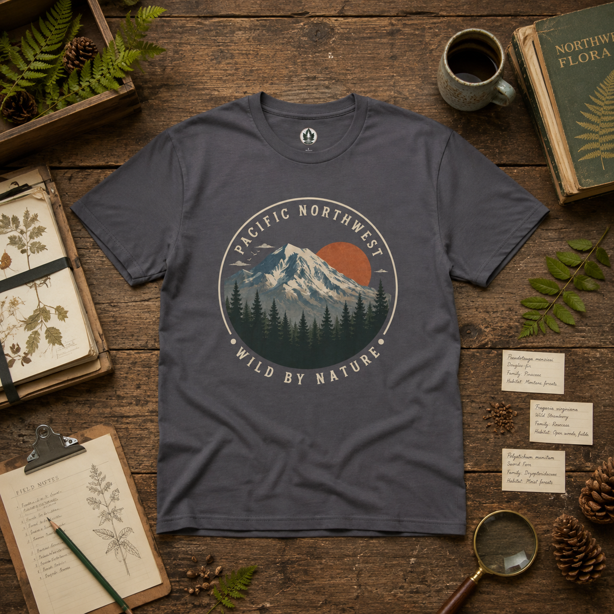 Pacific Northwest Mountain T‑Shirt — “Wild by Nature” Tee