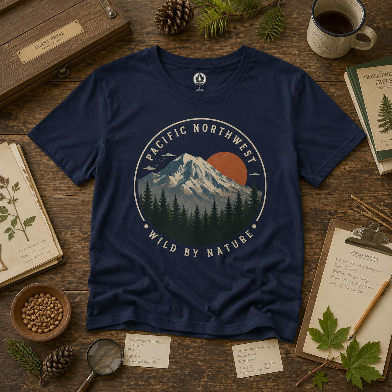 Pacific Northwest Mountain T‑Shirt — “Wild by Nature” Tee