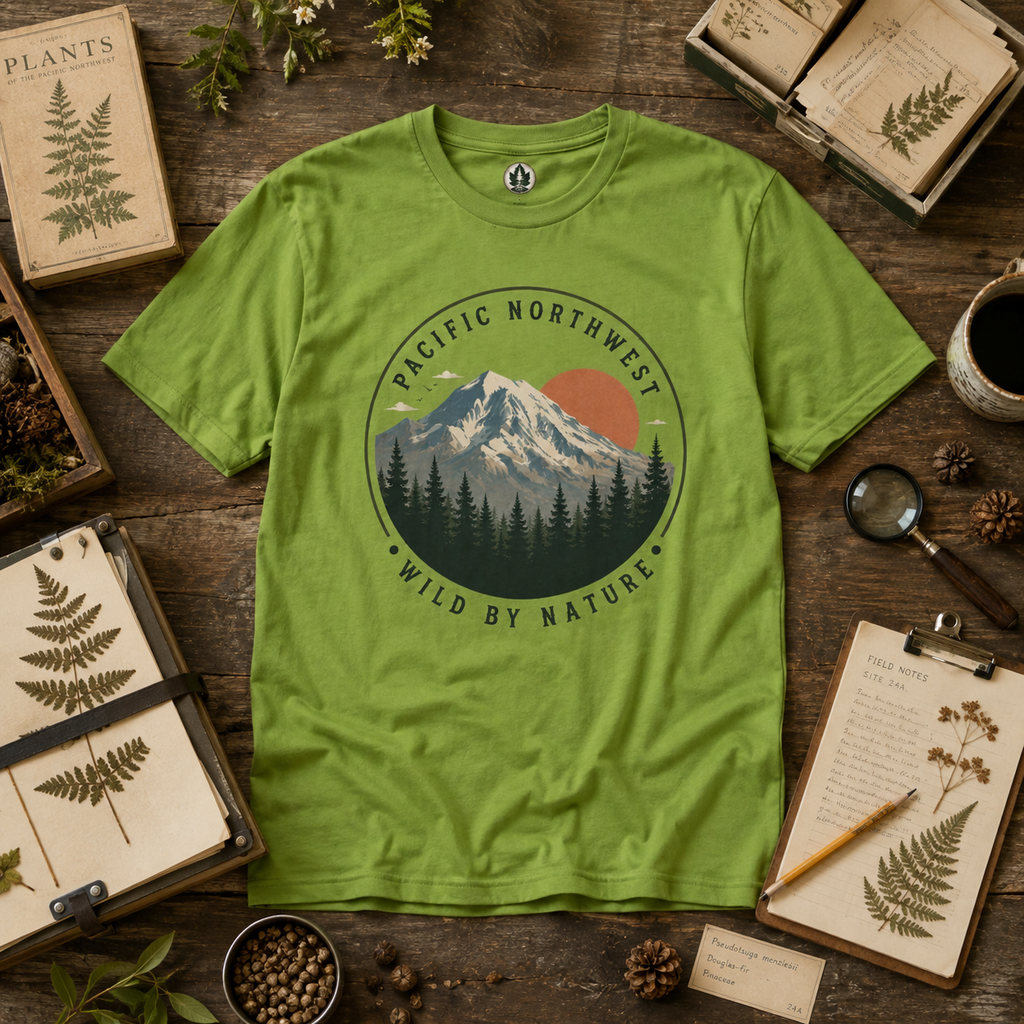 Pacific Northwest Mountain T‑Shirt — “Wild by Nature” Tee