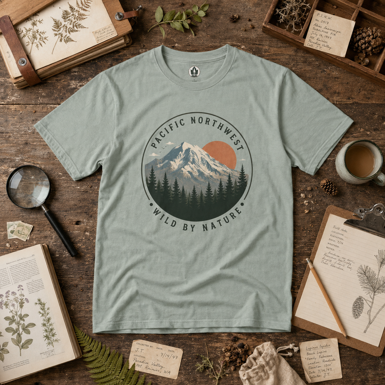 Pacific Northwest Mountain T‑Shirt — “Wild by Nature” Tee