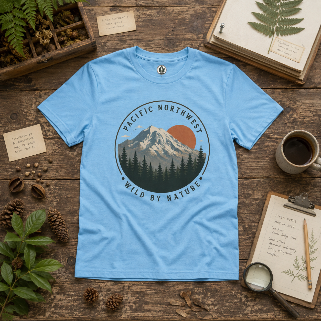 Pacific Northwest Mountain T‑Shirt — “Wild by Nature” Tee