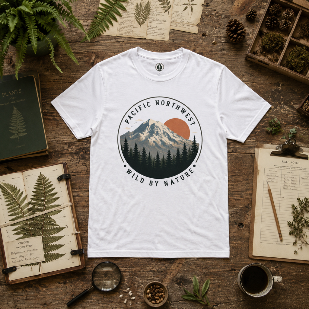 Pacific Northwest Mountain T‑Shirt — “Wild by Nature” Tee