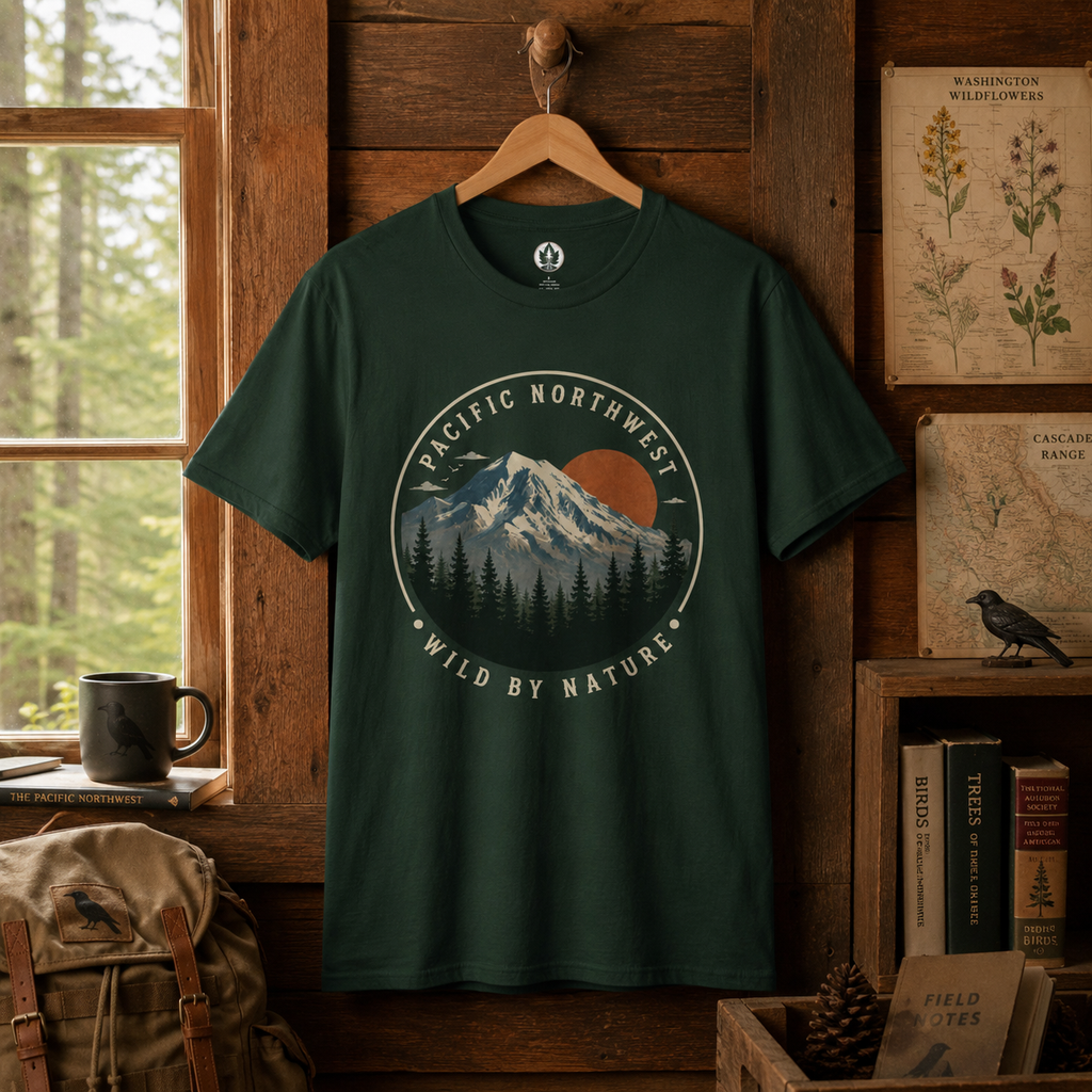 Pacific Northwest Mountain T‑Shirt — “Wild by Nature” Tee
