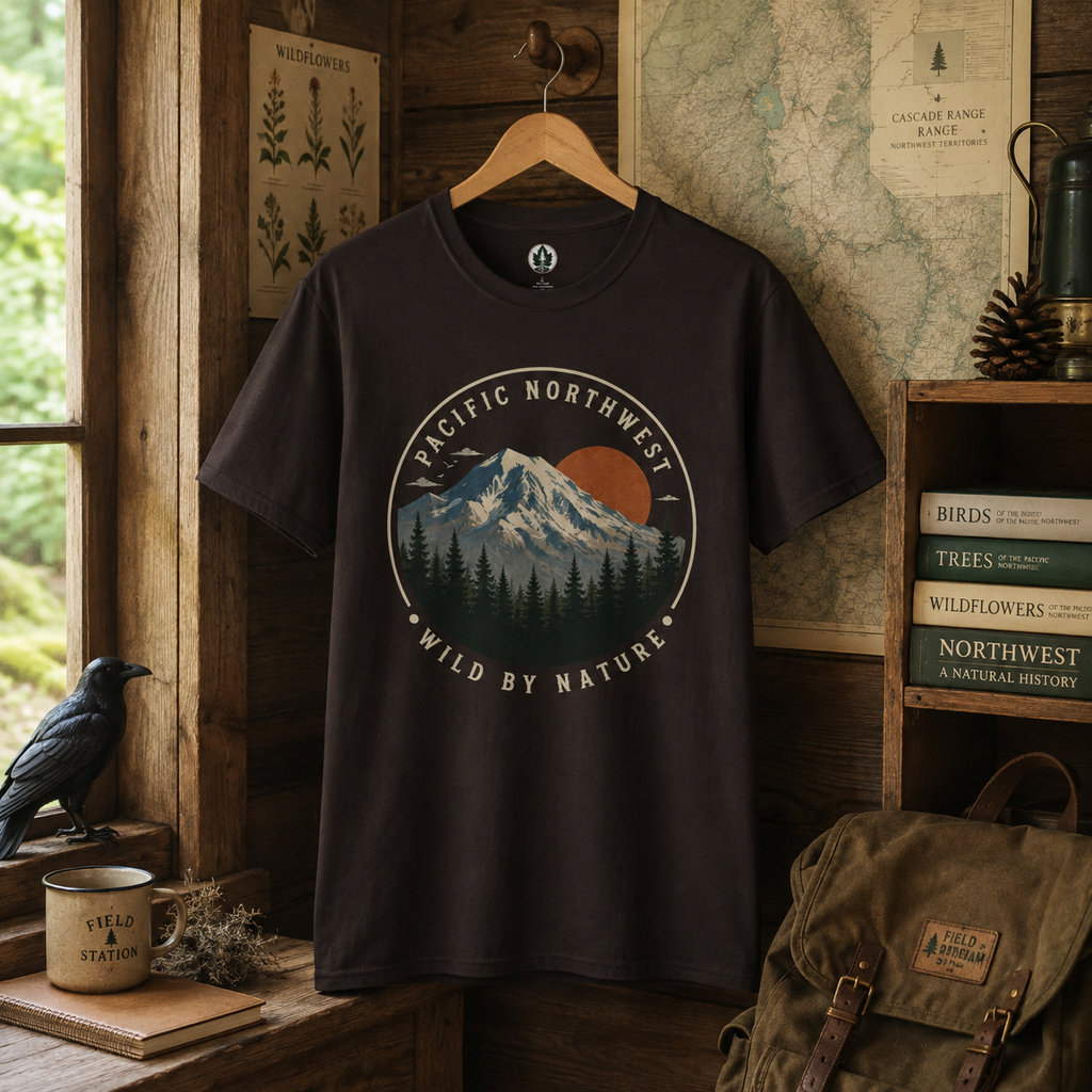 Pacific Northwest Mountain T‑Shirt — “Wild by Nature” Tee