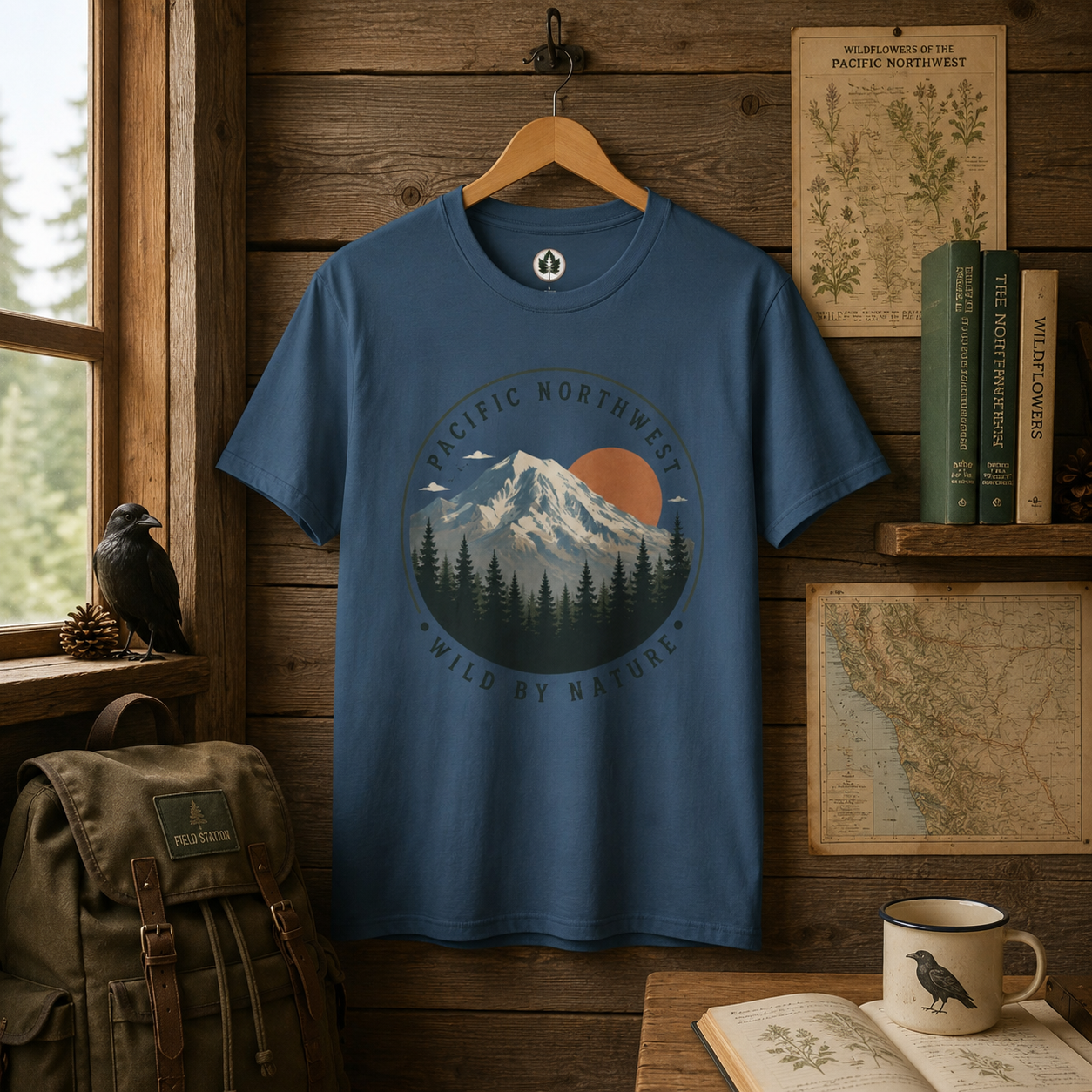 Pacific Northwest Mountain T‑Shirt — “Wild by Nature” Tee