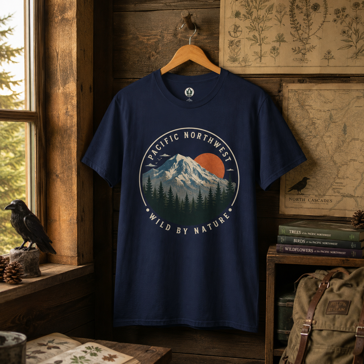 Pacific Northwest Mountain T‑Shirt — “Wild by Nature” Tee