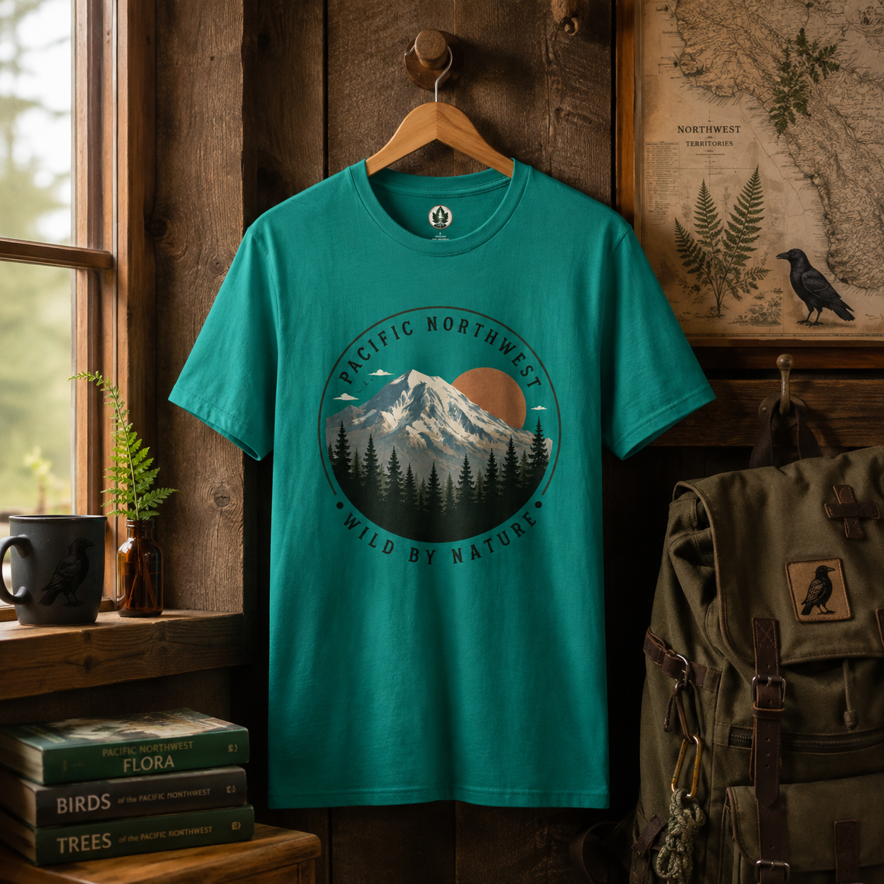 Pacific Northwest Mountain T‑Shirt — “Wild by Nature” Tee