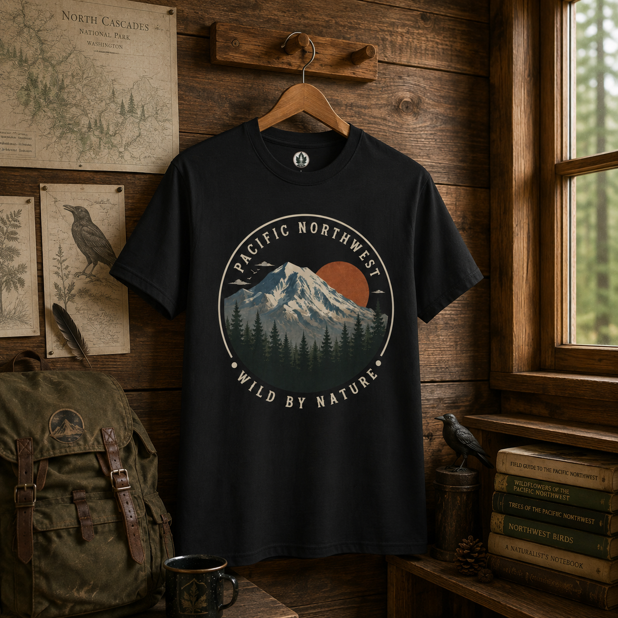 Pacific Northwest Mountain T‑Shirt — “Wild by Nature” Tee