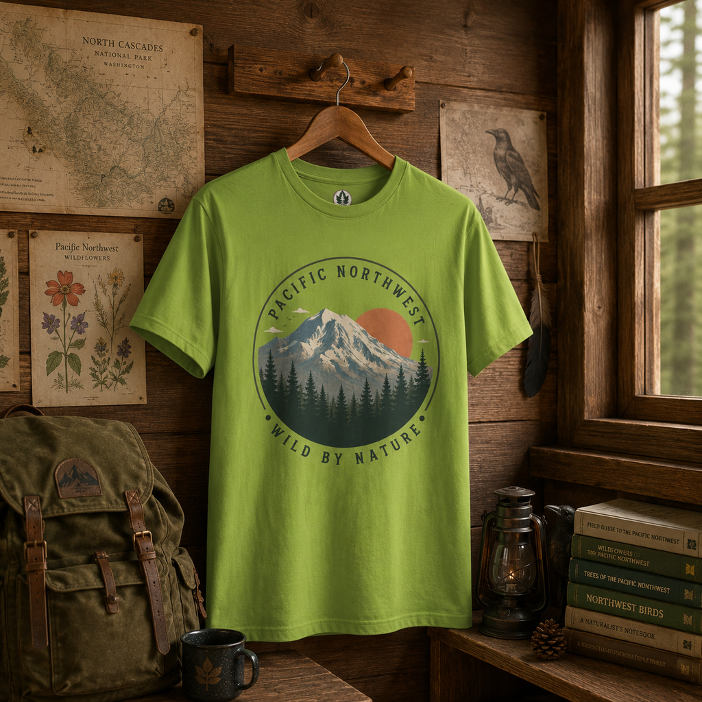 Pacific Northwest Mountain T‑Shirt — “Wild by Nature” Tee