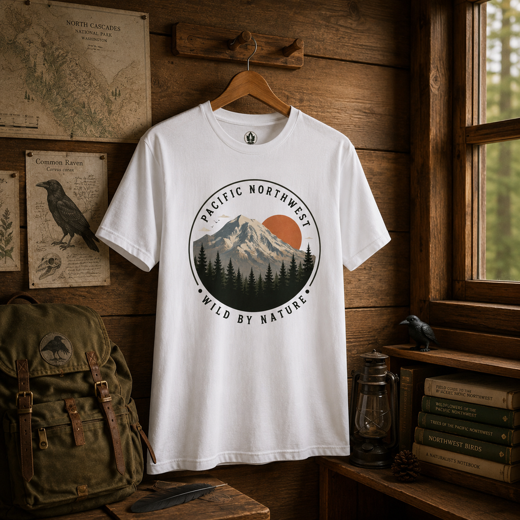 Pacific Northwest Mountain T‑Shirt — “Wild by Nature” Tee