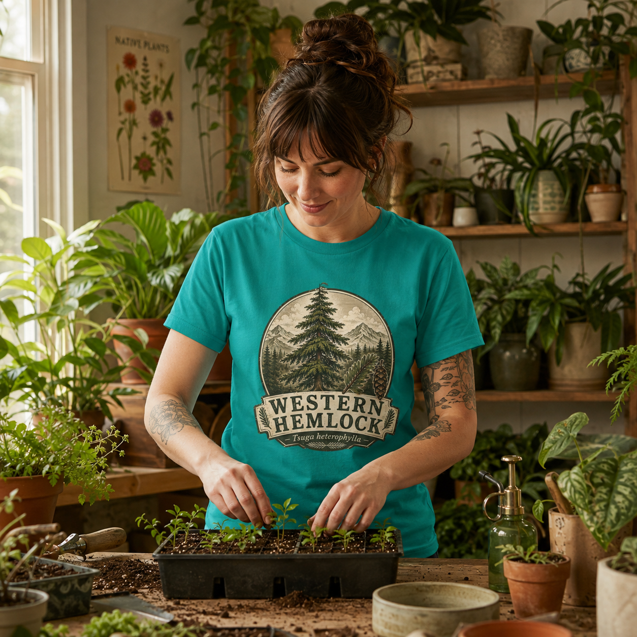 Western Hemlock, Tsuga heterophylla T‑Shirt