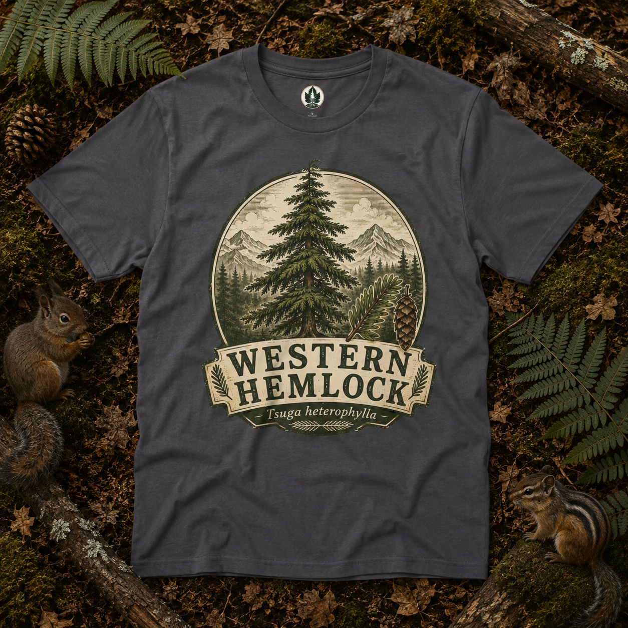 Western Hemlock, Tsuga heterophylla T‑Shirt