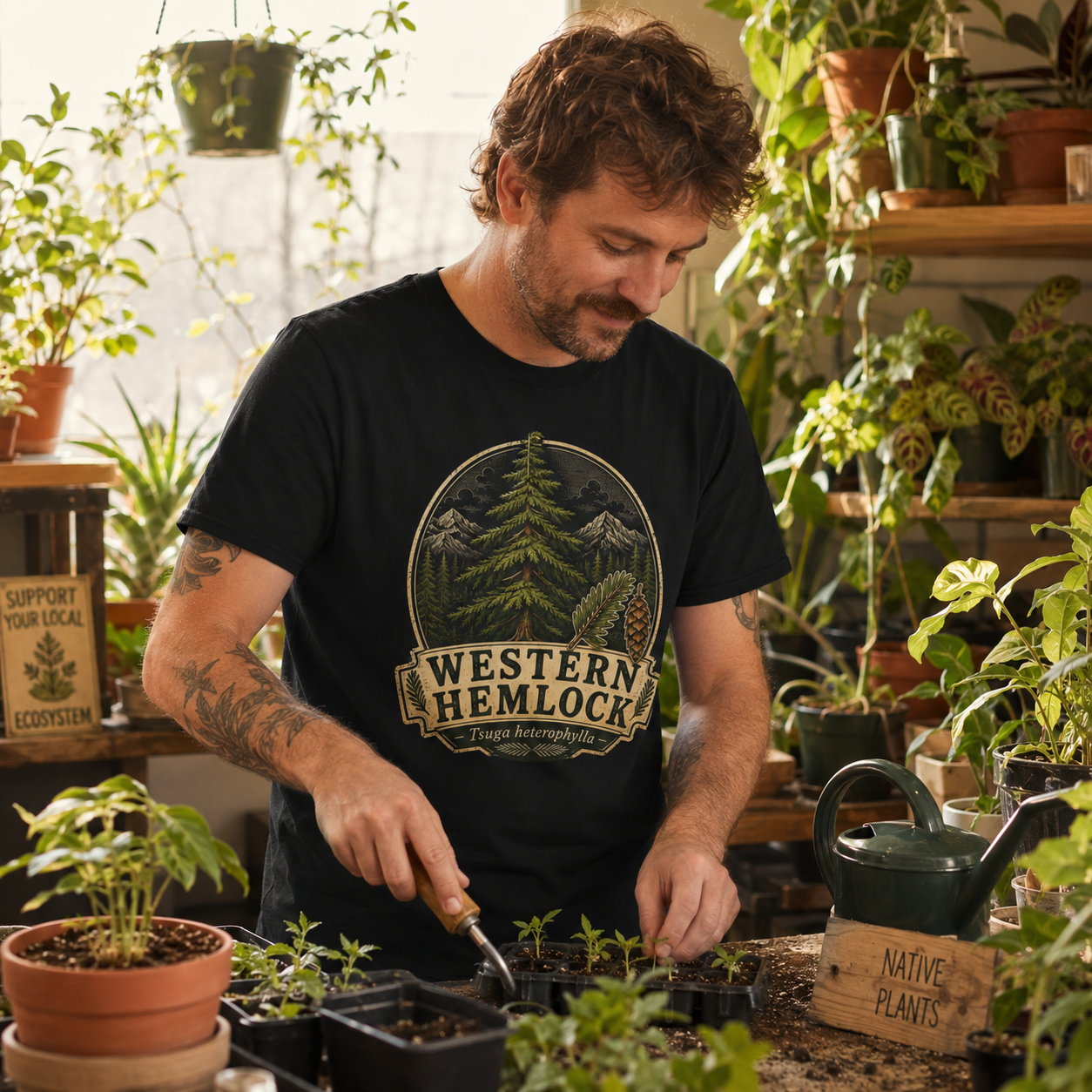Western Hemlock, Tsuga heterophylla T‑Shirt