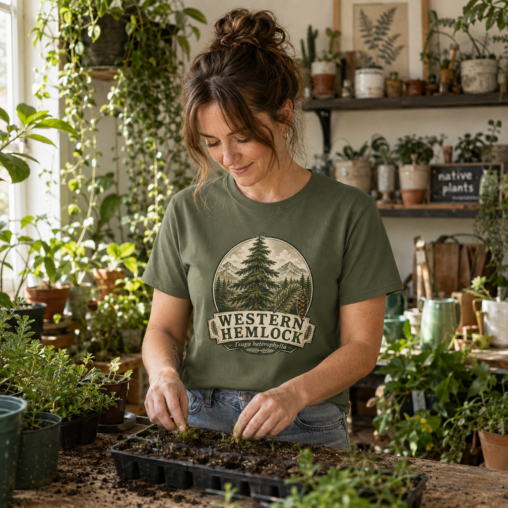 Western Hemlock, Tsuga heterophylla T‑Shirt