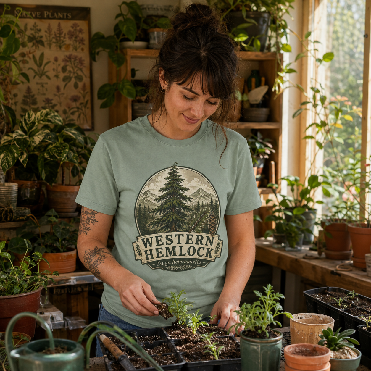 Western Hemlock, Tsuga heterophylla T‑Shirt