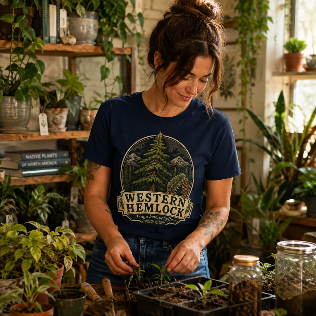 Western Hemlock, Tsuga heterophylla T‑Shirt