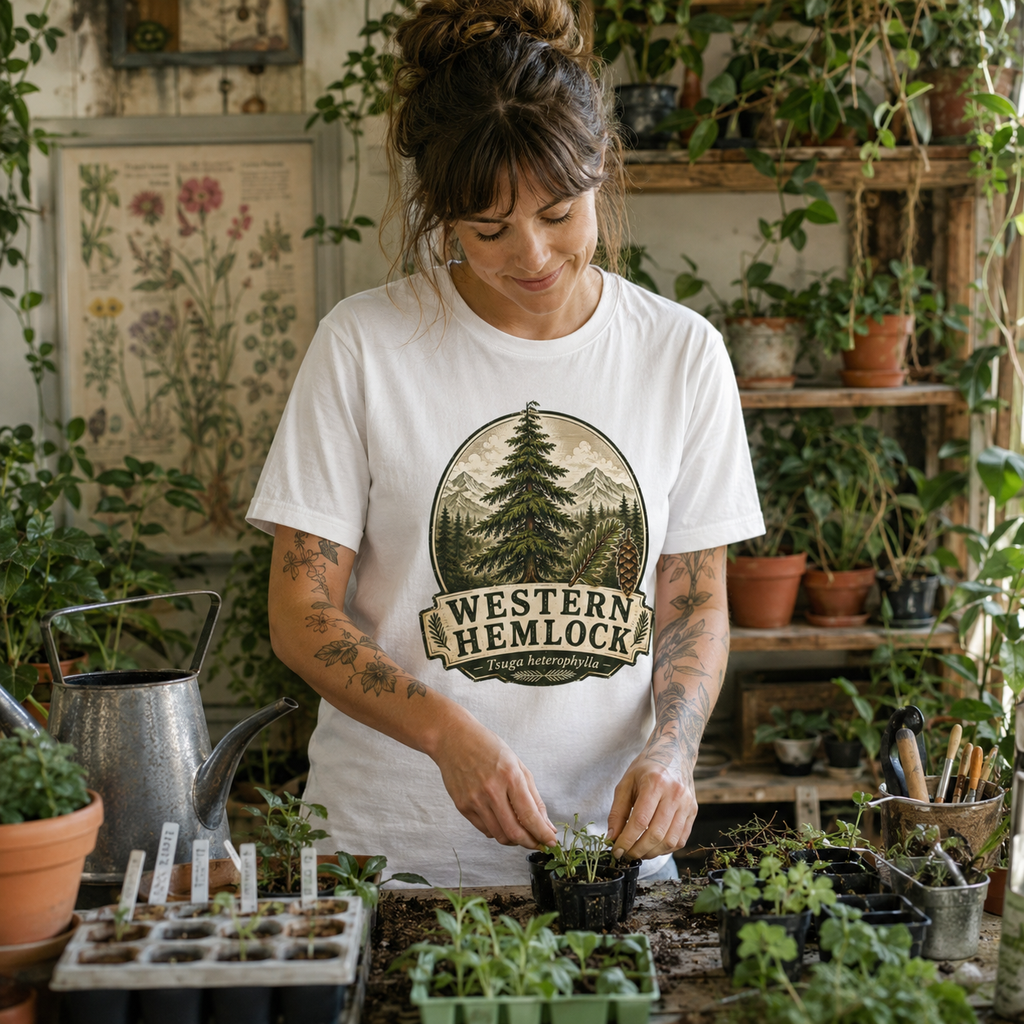 Western Hemlock, Tsuga heterophylla T‑Shirt