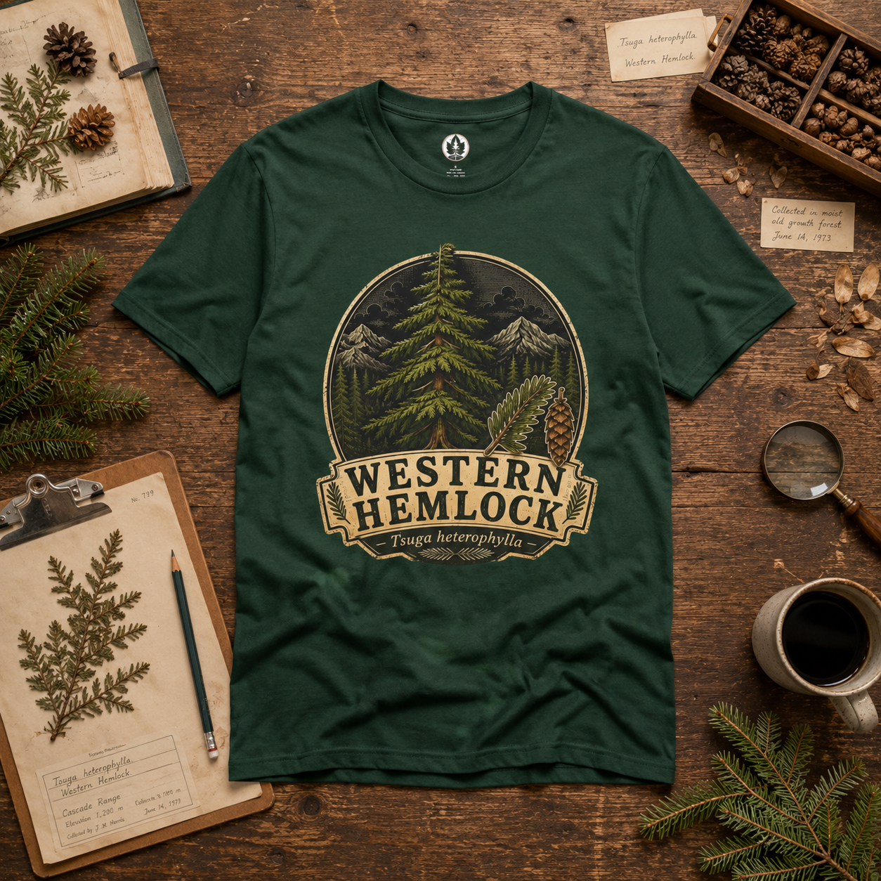 Western Hemlock, Tsuga heterophylla T‑Shirt