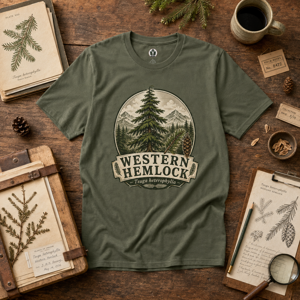 Western Hemlock, Tsuga heterophylla T‑Shirt