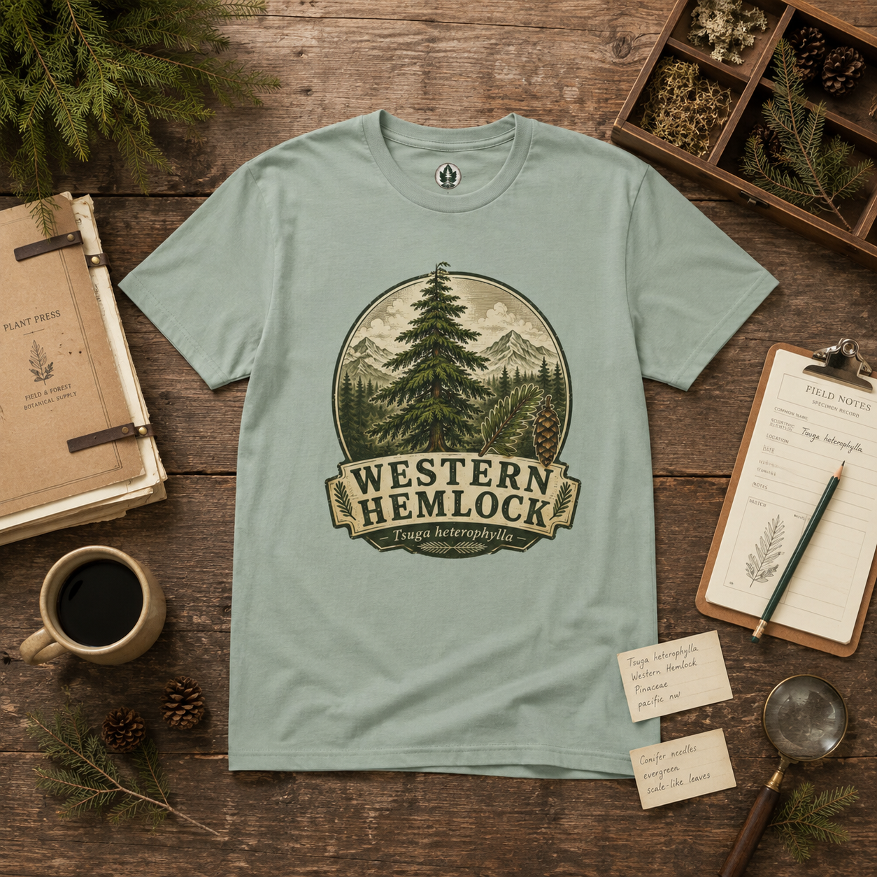 Western Hemlock, Tsuga heterophylla T‑Shirt