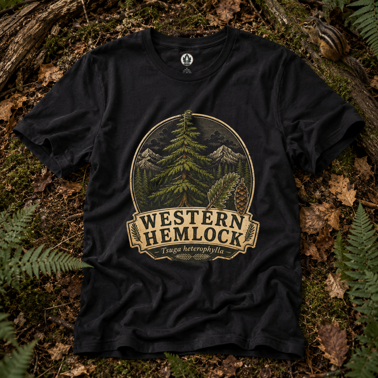 Western Hemlock, Tsuga heterophylla T‑Shirt