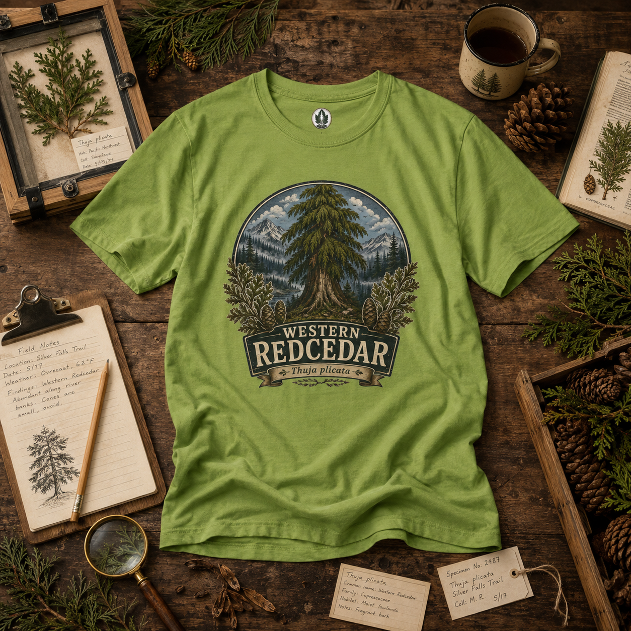 Western Redcedar, Thuja plicata Pacific Northwest Heritage T‑Shirt