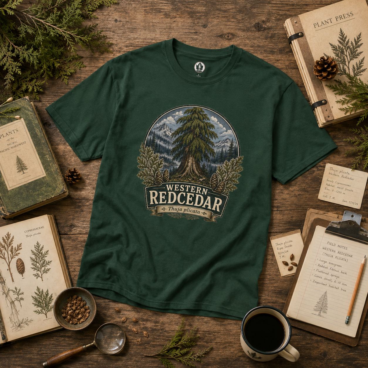 Western Redcedar, Thuja plicata Pacific Northwest Heritage T‑Shirt