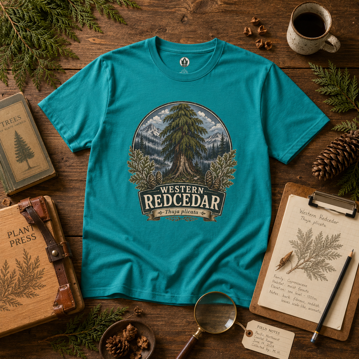 Western Redcedar, Thuja plicata Pacific Northwest Heritage T‑Shirt