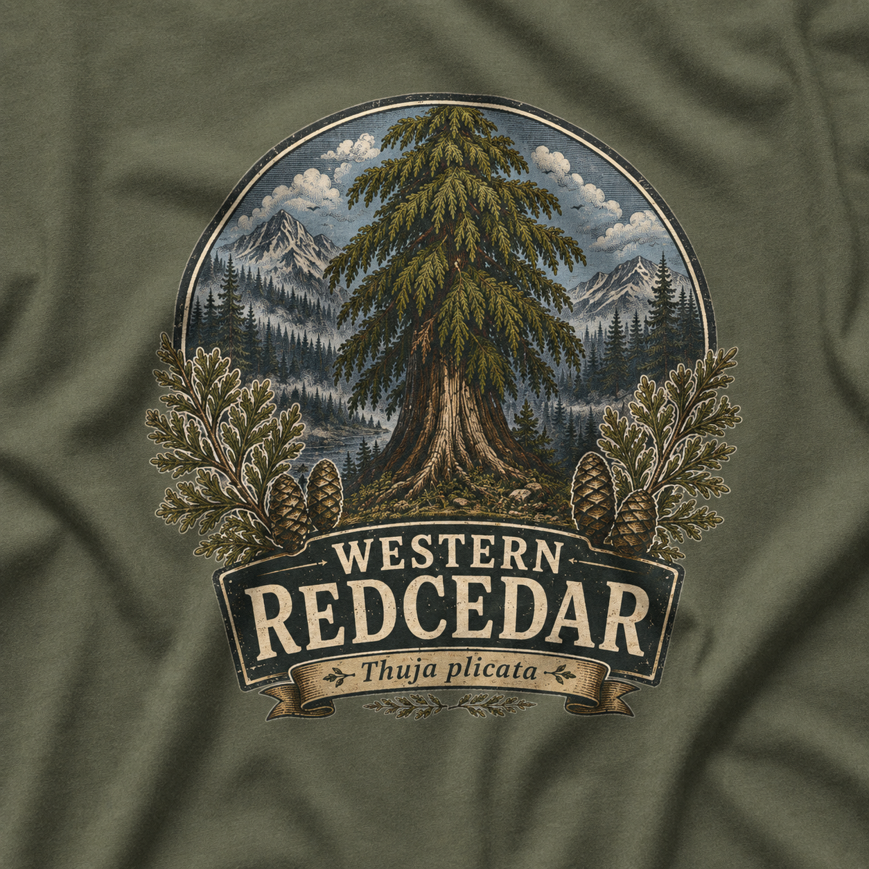 Western Redcedar, Thuja plicata Pacific Northwest Heritage T‑Shirt