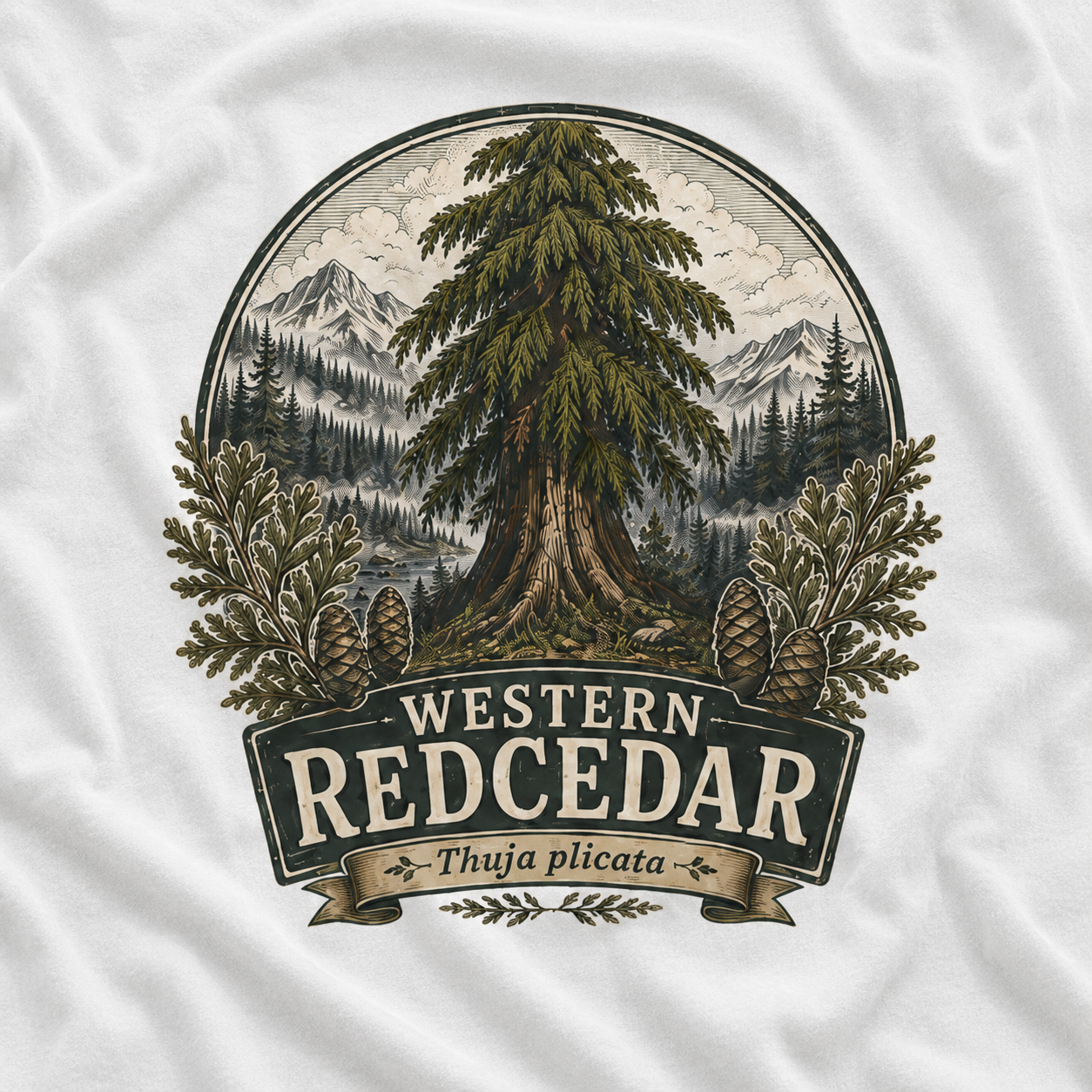 Western Redcedar, Thuja plicata Pacific Northwest Heritage T‑Shirt