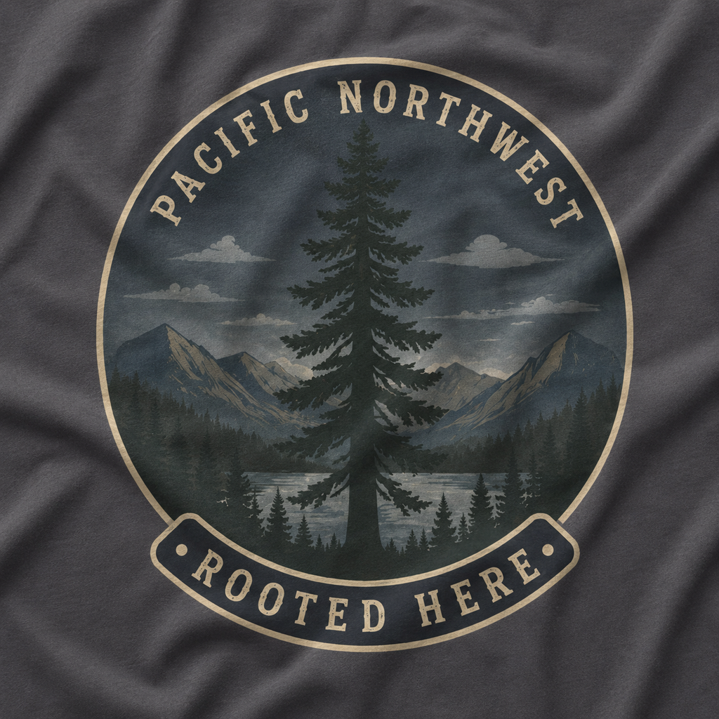 Pacific Northwest Tree T‑Shirt — “Rooted Here” Tee