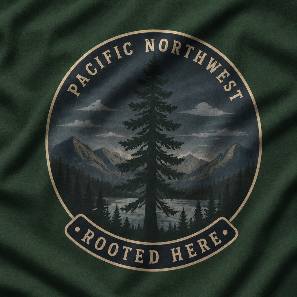 Pacific Northwest Tree T‑Shirt — “Rooted Here” Tee