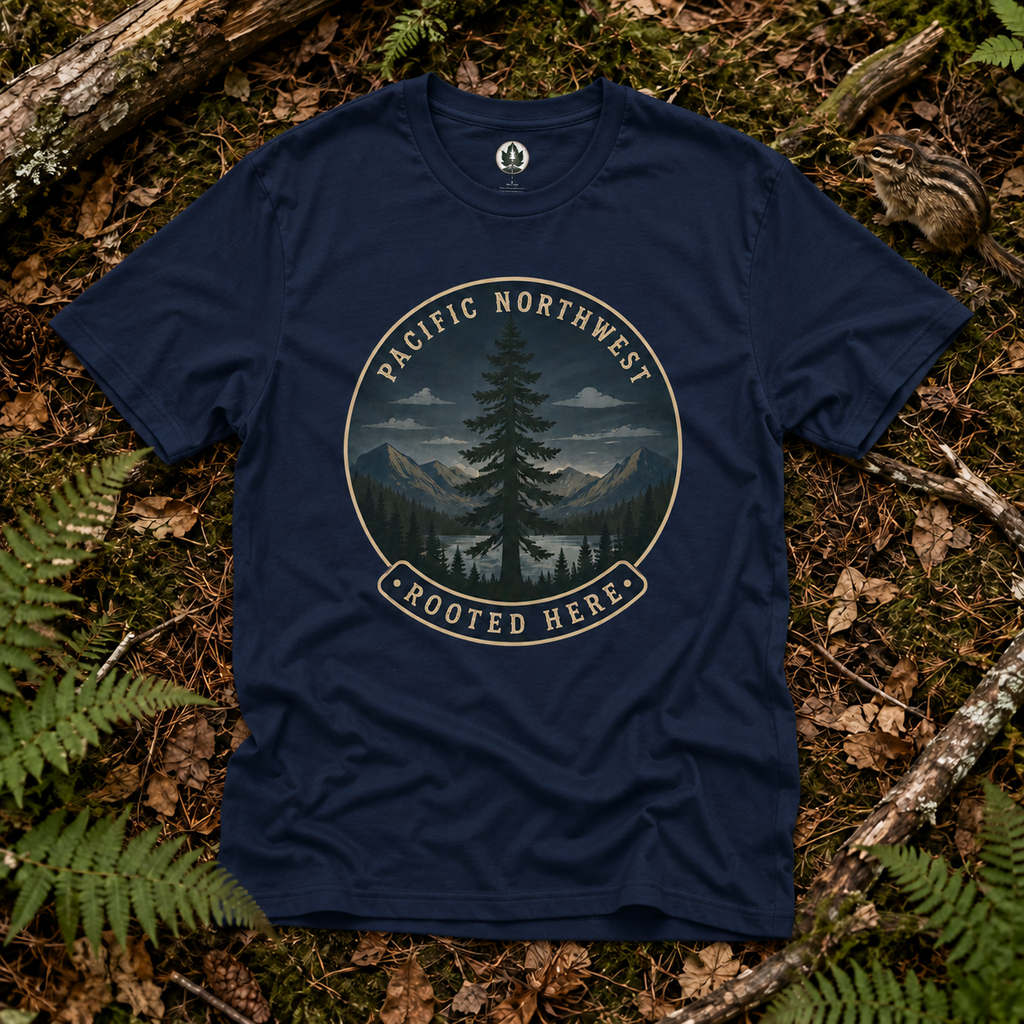 Pacific Northwest Tree T‑Shirt — “Rooted Here” Tee