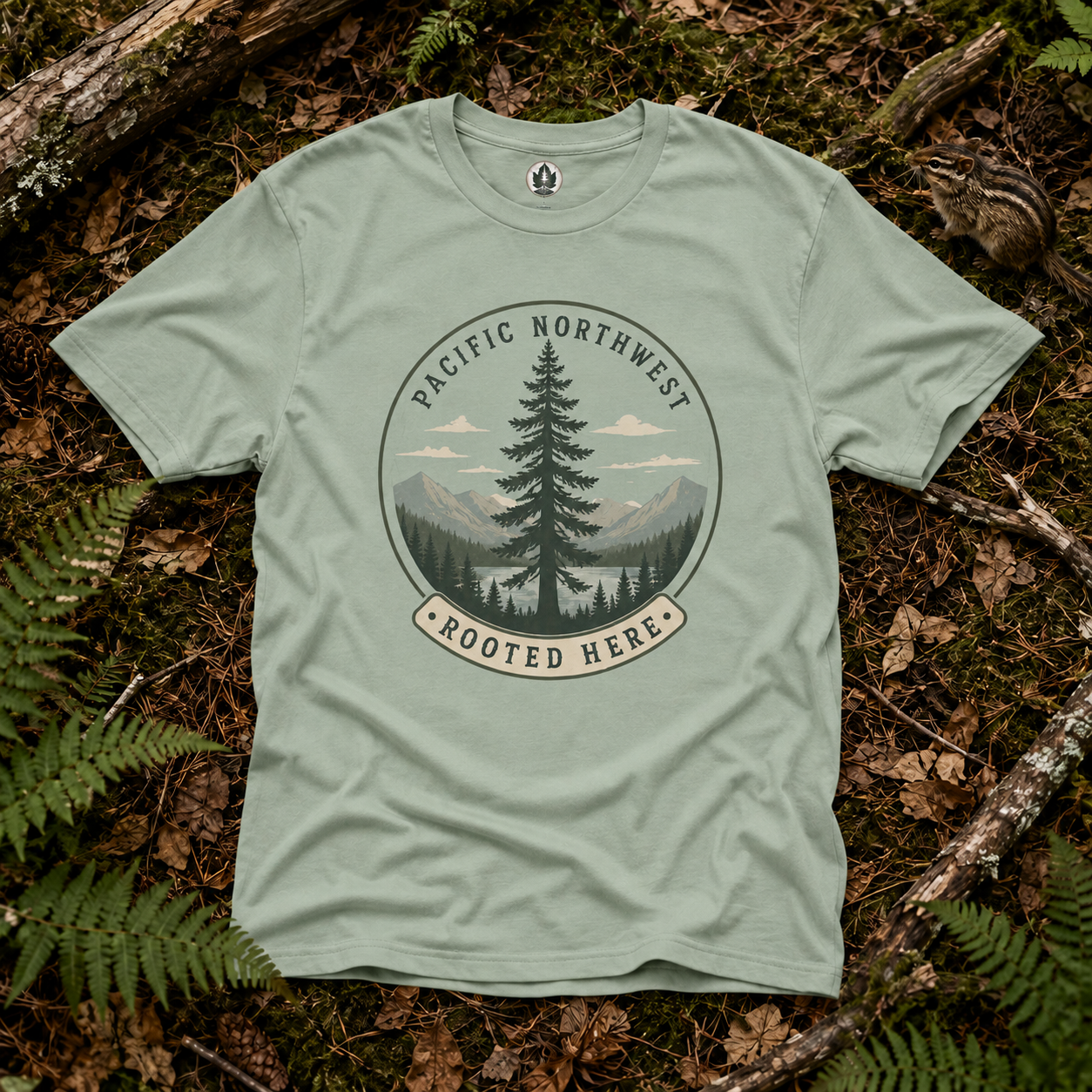 Pacific Northwest Tree T‑Shirt — “Rooted Here” Tee