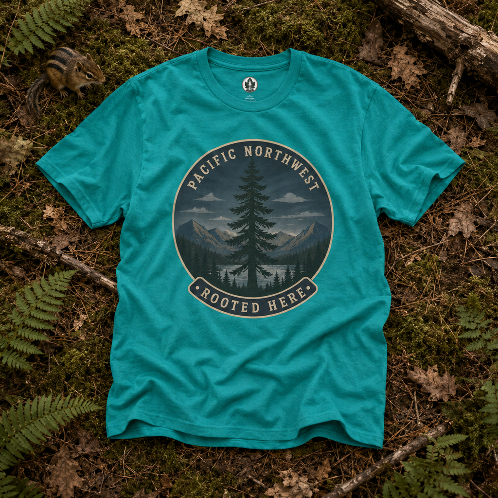 Pacific Northwest Tree T‑Shirt — “Rooted Here” Tee