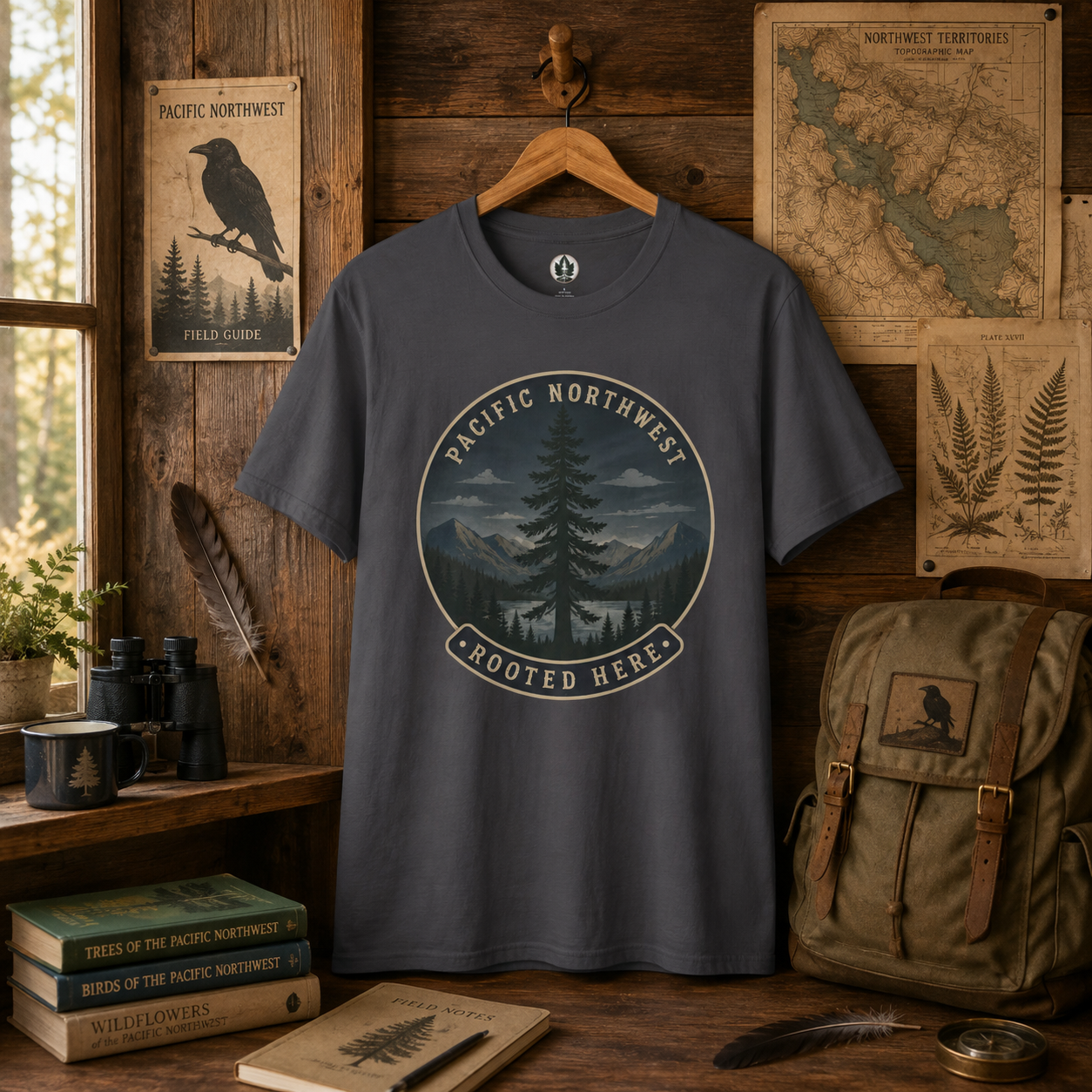 Pacific Northwest Tree T‑Shirt — “Rooted Here” Tee