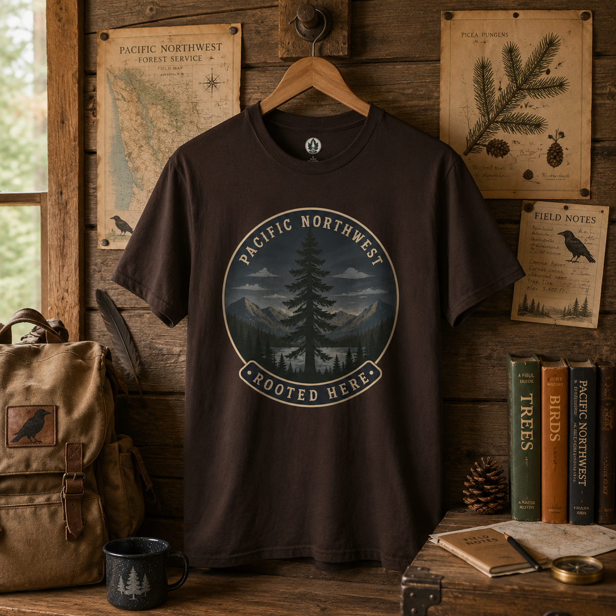 Pacific Northwest Tree T‑Shirt — “Rooted Here” Tee