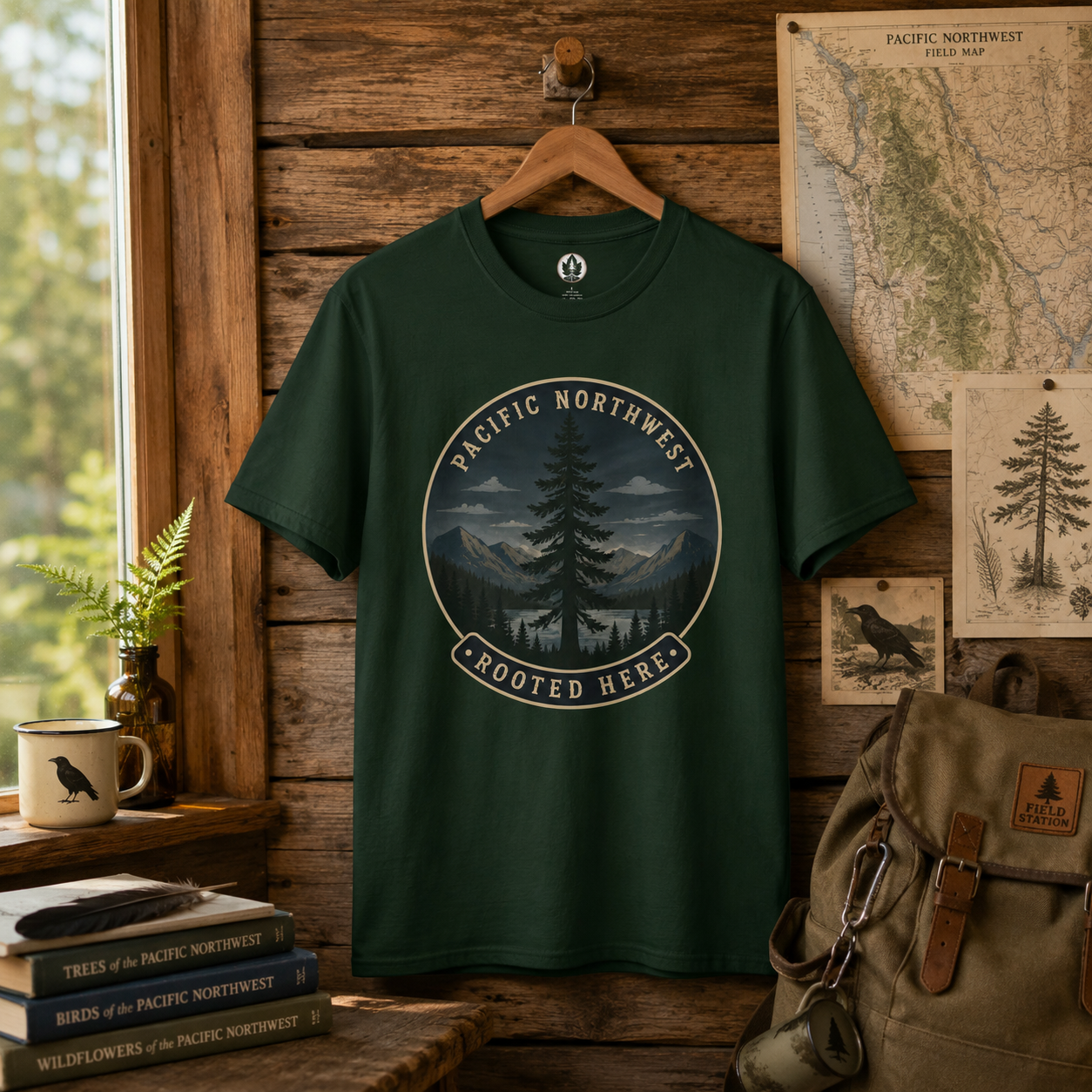 Pacific Northwest Tree T‑Shirt — “Rooted Here” Tee