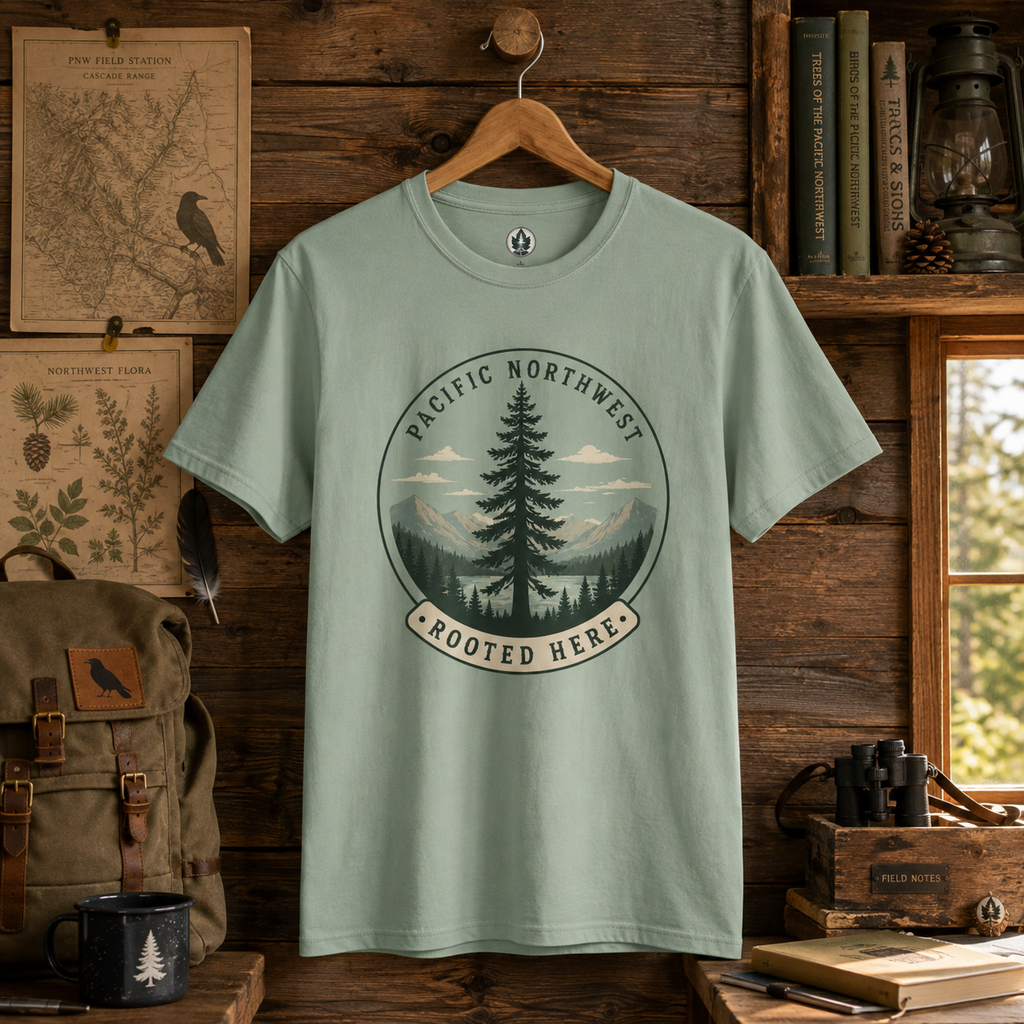 Pacific Northwest Tree T‑Shirt — “Rooted Here” Tee