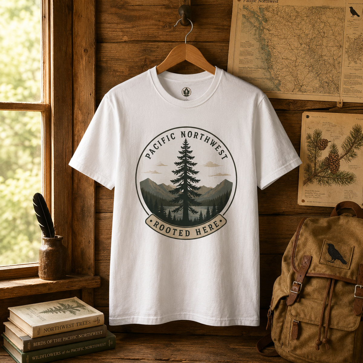 Pacific Northwest Tree T‑Shirt — “Rooted Here” Tee