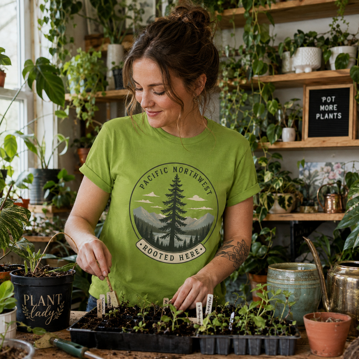 Pacific Northwest Tree T‑Shirt — “Rooted Here” Tee