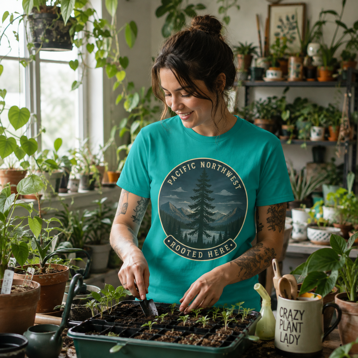 Pacific Northwest Tree T‑Shirt — “Rooted Here” Tee